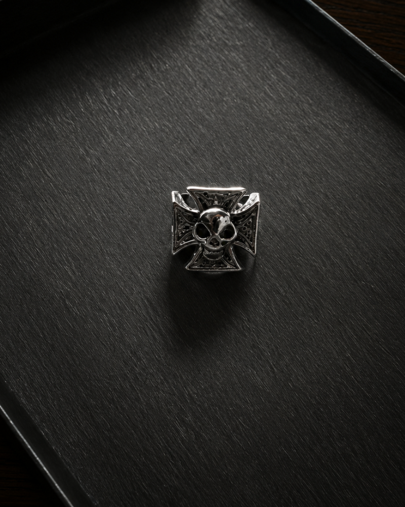 Iron Cross Skull Ring