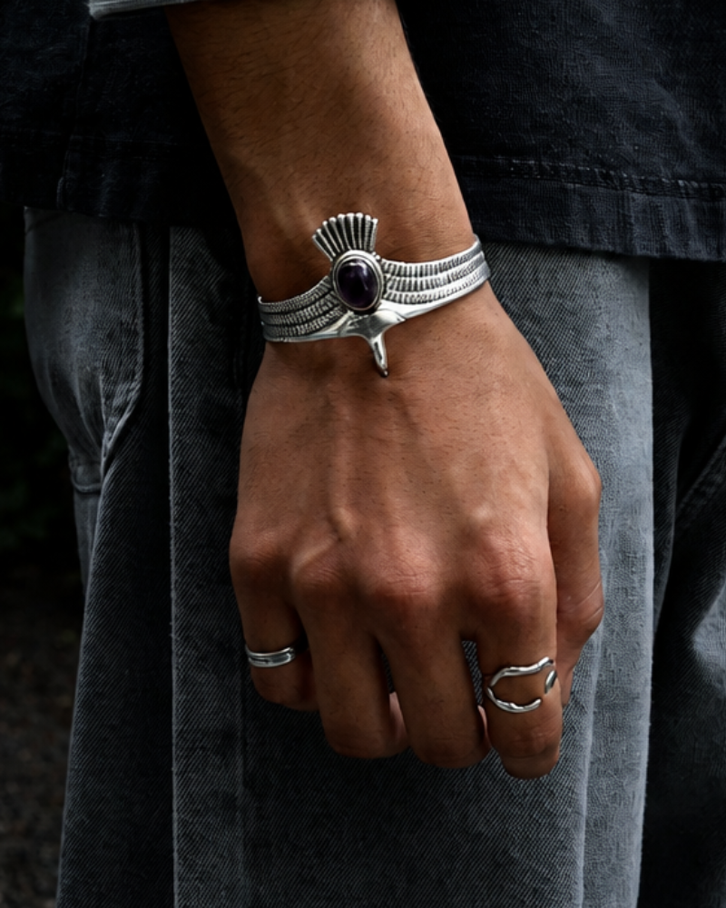 Amethyst Wing Cuff Bracelet