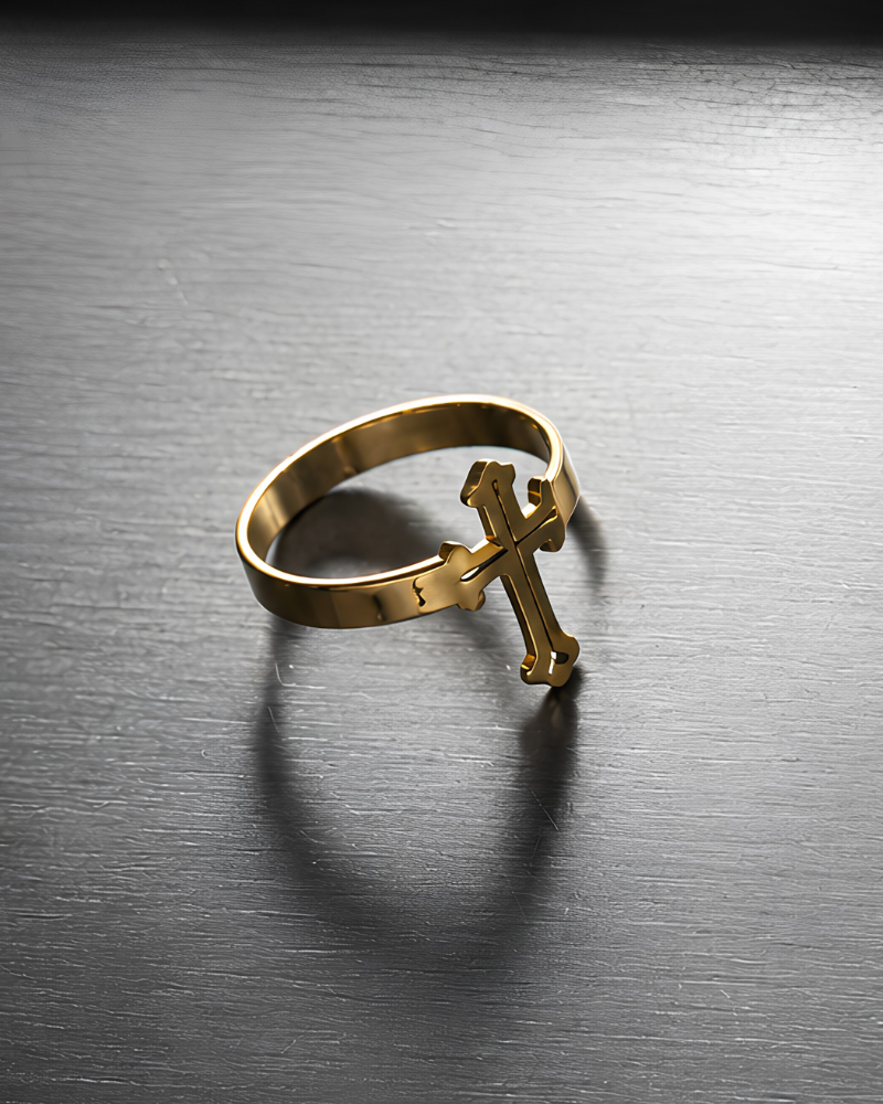 Golden Cross Halo Ring