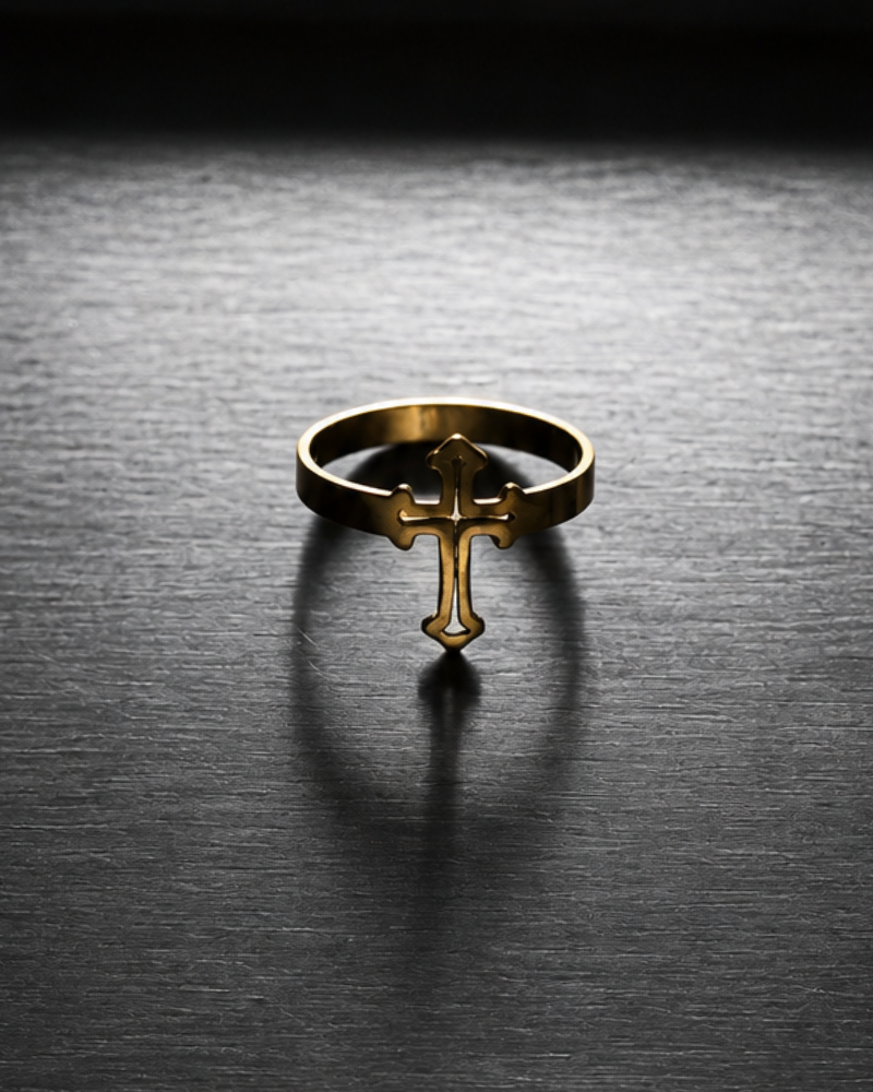 Golden Cross Halo Ring