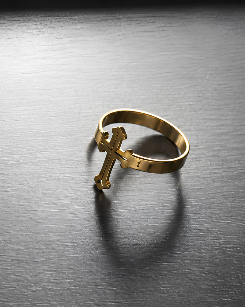 Golden Cross Halo Ring