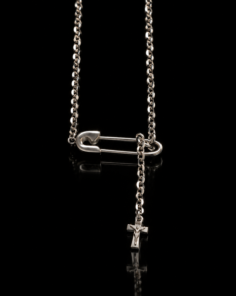 Safety Pin Cross Necklace