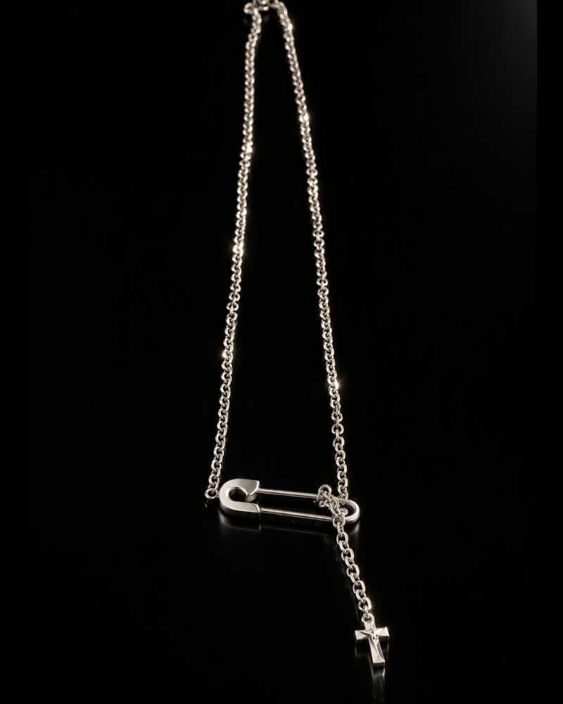 Safety Pin Cross Necklace