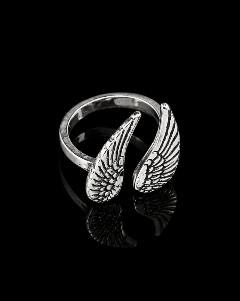 Winged Grace Silver Cuff Ring
