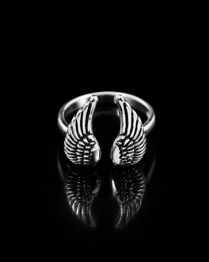 Winged Grace Silver Cuff Ring