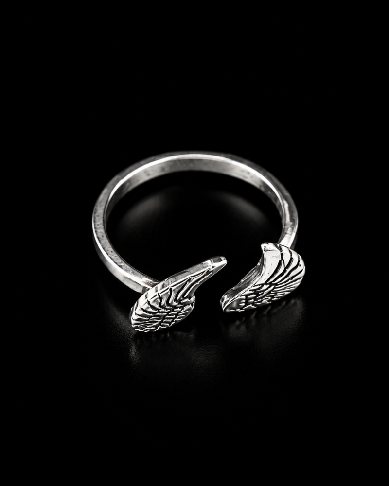 Winged Grace Silver Cuff Ring