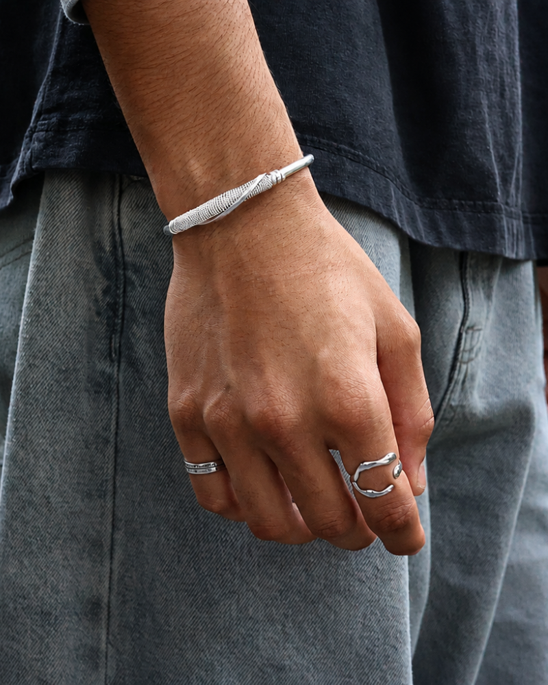 Textured Wave Cuff Bracelet