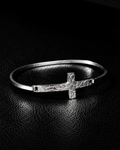 Geometric Cross Silver Bracelet