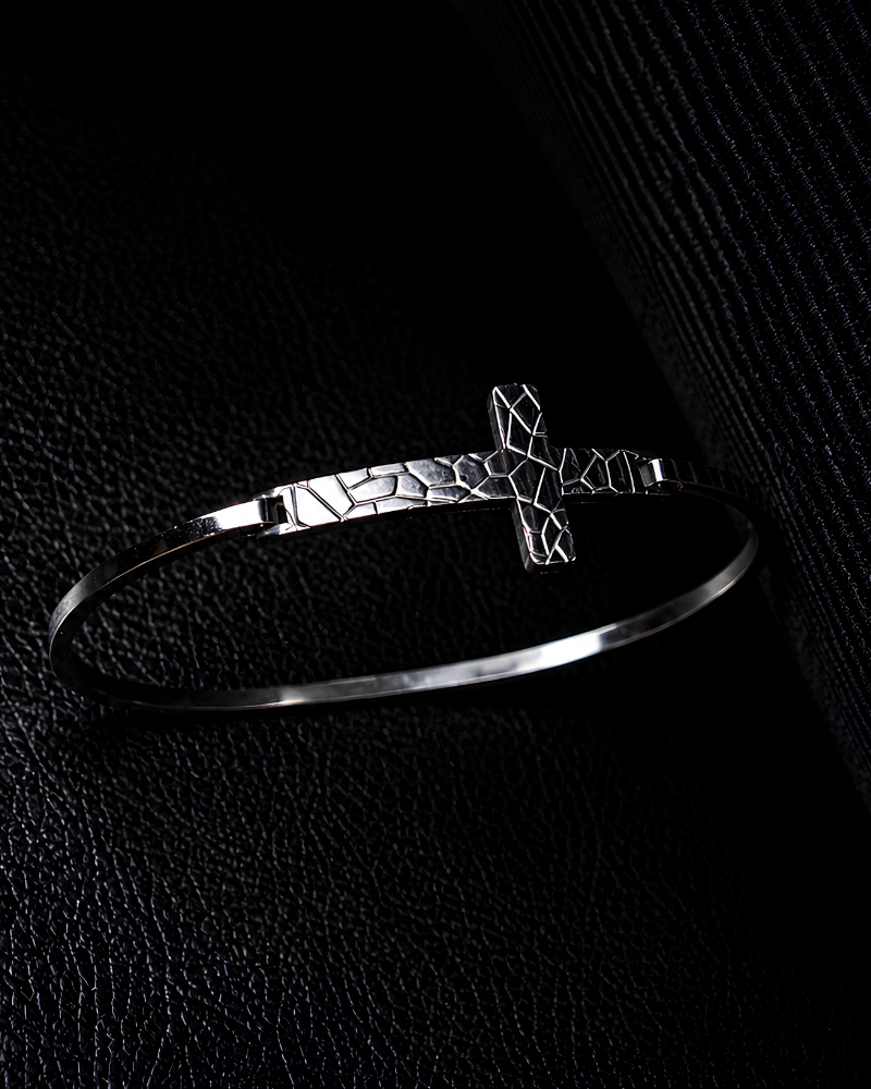 Geometric Cross Silver Bracelet