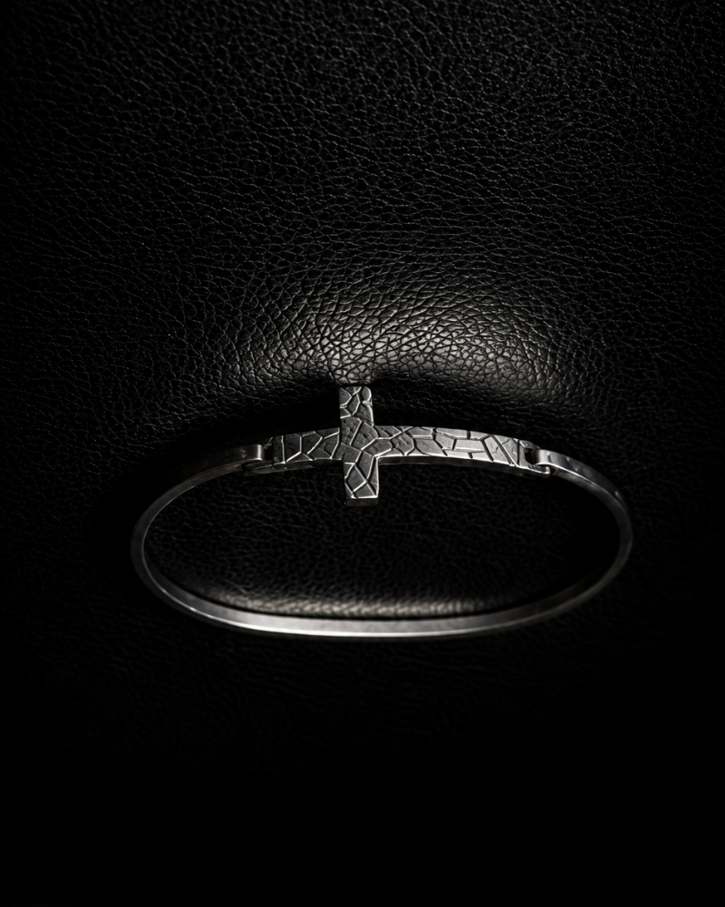Geometric Cross Silver Bracelet