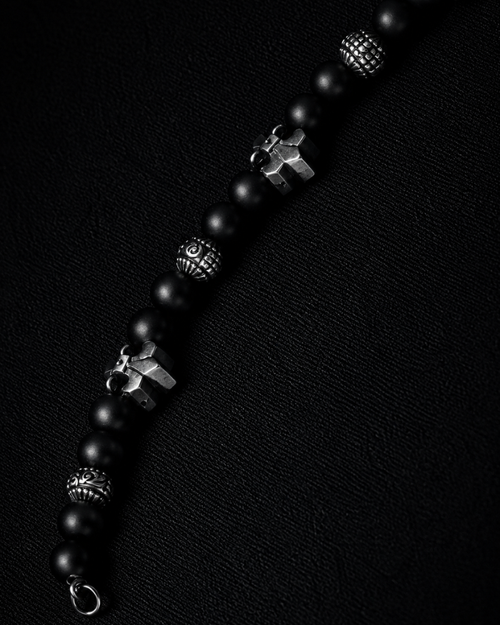 Black Onyx Cross Bead Bracelet