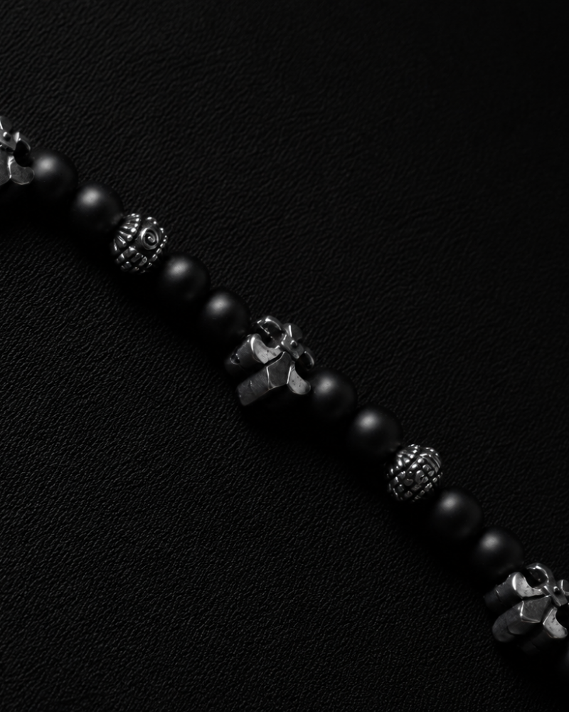 Black Onyx Cross Bead Bracelet
