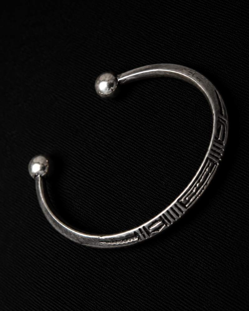 Engraved Ball End Cuff Bracelet