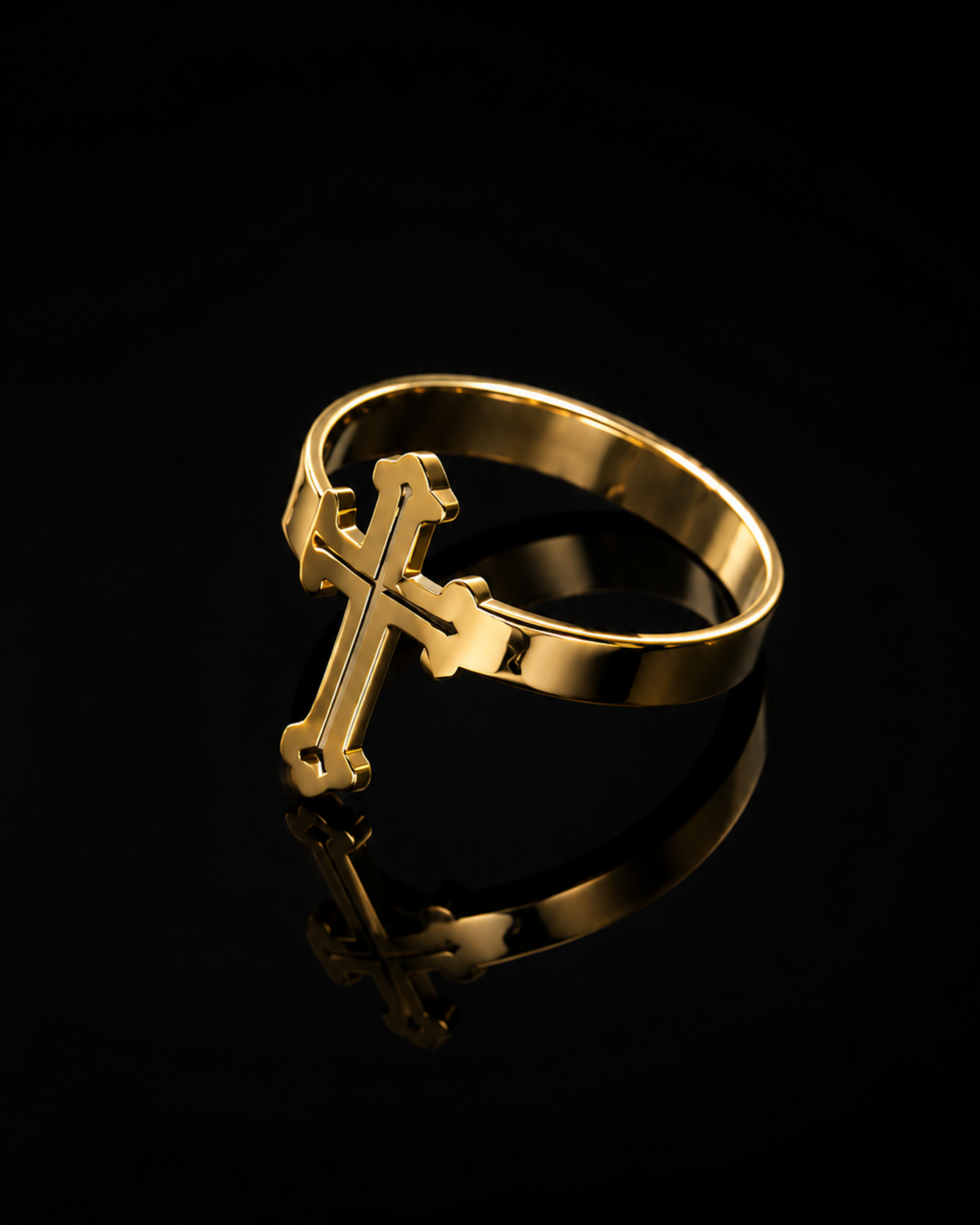 Golden Cross Halo Ring