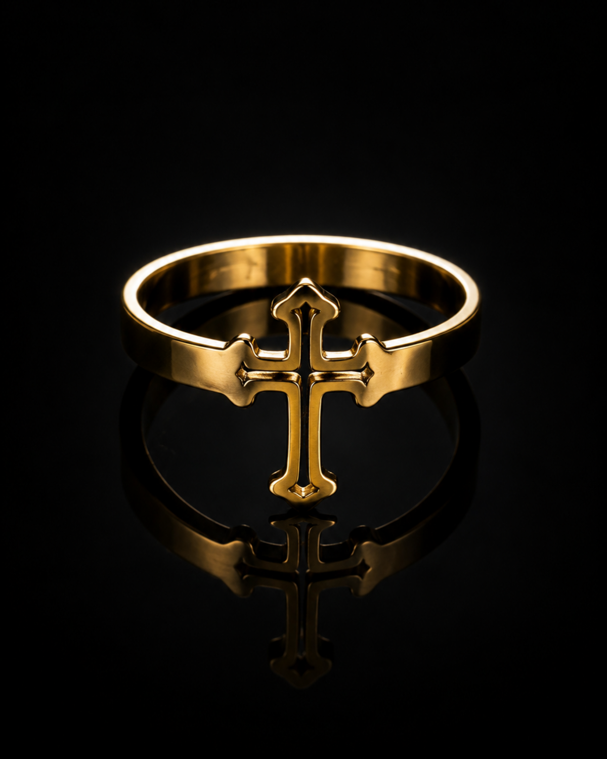 Golden Cross Halo Ring