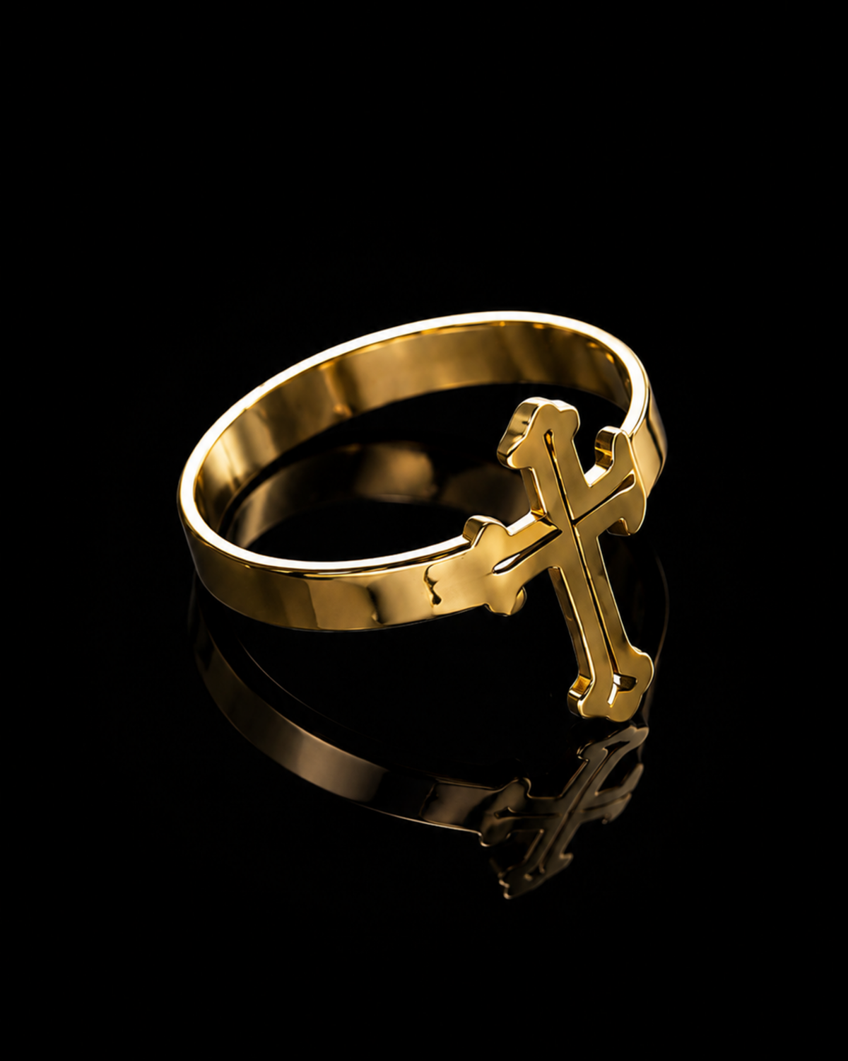 Golden Cross Halo Ring