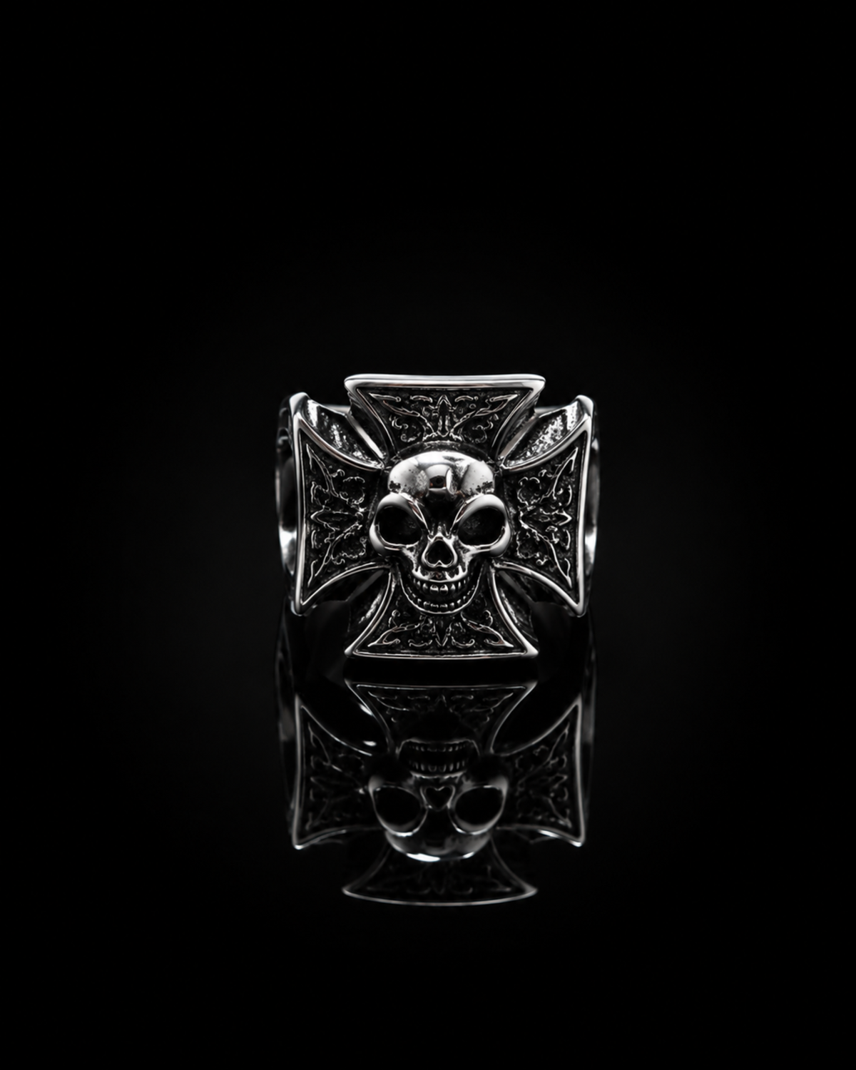 Iron Cross Skull Ring